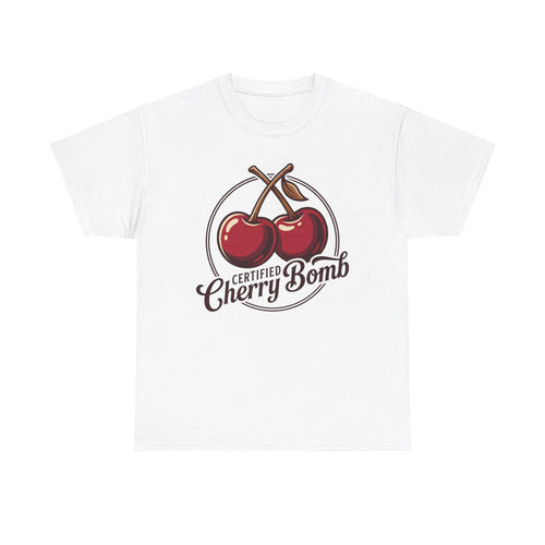 Cherry Bomb T-Shirt - 'Certified Cherry Bomb' Retro Cherry Graphic Tee